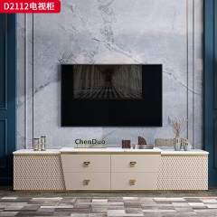 【精品】千匠一品轻奢意式风格优质进口岩板+不锈钢镀金+板木结构扪高端超纤皮刺绣工艺匠心制作电视柜D2112-W