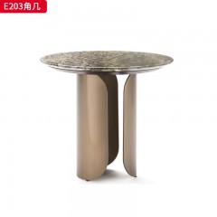 【精品】千匠一品轻奢意式风格优质大理石+不锈钢镀金封釉底座高端角几E203-W