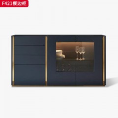 【精品】千匠一品 轻奢意式风格 优质环保板材+不锈钢镀金+钢化玻璃 高端时尚餐边柜F421-L