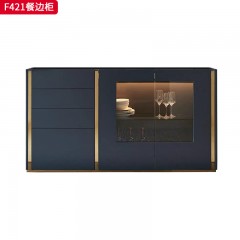 【精品】千匠一品 轻奢意式风格 优质环保板材+不锈钢镀金+钢化玻璃 高端时尚餐边柜F421-L