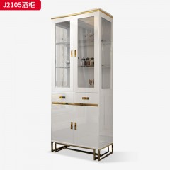 【精品】千匠一品 轻奢意式风格 优质环保密度板材+不锈钢镀金+钢化玻璃 高端大气酒柜J2105-L