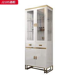 【精品】千匠一品 轻奢意式风格 优质环保密度板材+不锈钢镀金+钢化玻璃 高端大气酒柜J2105-L