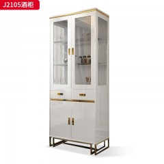 【精品】千匠一品 轻奢意式风格 优质环保密度板材+不锈钢镀金+钢化玻璃 高端大气酒柜J2105-L