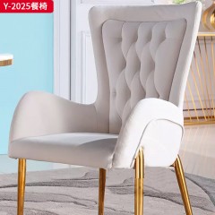 【精品】千匠一品轻奢意式风格优质绒布+高密度海绵+不锈钢金拉丝脚架柔软舒适餐椅Y-2025-W