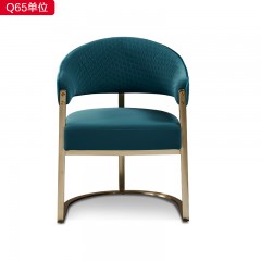 【精品】千匠一品 现代轻奢单椅纳帕+皮拉丝香槟金不锈钢+单位休闲椅-Q65-S