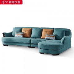 【精品】千匠一品 现代轻奢科技布+实木内框架+实木脚转角沙发-Q72-S