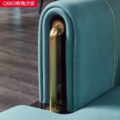 【精品】千匠一品 现代轻奢科技布+不锈钢脚组合转角沙发-Q663-S