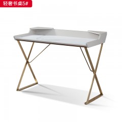 【精品】千匠一品 现代轻奢拉丝香槟金不锈钢+岩板面轻奢书桌-5#-S