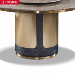 【精品】千匠一品 现代轻奢五金底架+奢石岩板1.35M  1.5M餐桌餐台-QT166-S