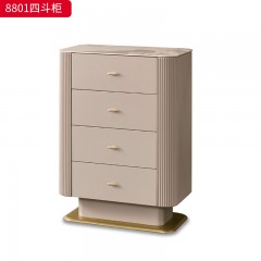 【精品】千匠一品 现代轻奢 潘多拉奢石岩板面+板木柜体+拉丝香槟金不锈钢 时尚大气二斗柜  三斗柜  四斗柜8801-L