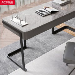 【精品】千匠一品 现代轻奢 岩板+板木柜体+不锈钢 简约大气书桌A03-L