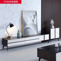 千匠一品 意式风 格优质岩板+磨砂烤漆工艺+碳素钢黑色喷砂脚+落叶松实木内抽屉 2米电视柜Y030-G