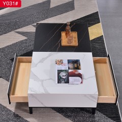 千匠一品 意式风格 优质进口岩板+磨砂烤漆+E1级环保密度板+磨砂碳素钢五金脚 1.3米茶几Y031-G