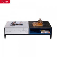 千匠一品 意式风格 优质进口岩板+磨砂烤漆+E1级环保密度板+磨砂碳素钢五金脚 1.3米茶几Y031-G