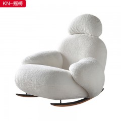 千匠一品 意式风格 优质泰迪绒面料+45密度高弹力海绵+钢架内架+钢架脚 摇椅KN-摇椅-G