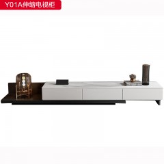 千匠一品 意式风格 优质岩板+黑木纹底板 伸缩电视柜Y01A-G