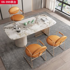 千匠一品 现代风格潘多拉岩板+环保板烤漆+不锈钢镀金封釉+玻璃养生壶 1.4m 1.6m 1.8m 2m茶桌椅子圆凳 TH-999-G
