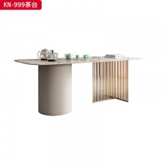 千匠一品 现代风格潘多拉岩板+环保板烤漆+不锈钢镀金封釉+玻璃养生壶 1.4m 1.6m 1.8m 2m茶桌椅子圆凳 TH-999-G