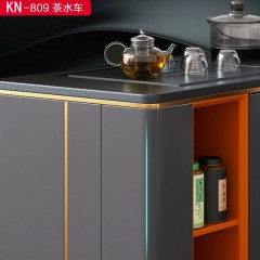 千匠一品 意式风格天然乌金石+钛金+不锈钢镀金+E1级环保板 茶水车KN-809-G