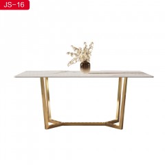 千匠一品 现代风格优质不锈钢+亮光岩板1.4 1.6m餐桌-JS-16-X