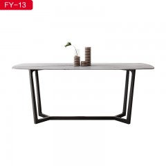 千匠一品 现代风格优质碳素铁脚+岩板1.4m餐桌-FY-13-X
