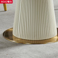 △【精品】千匠一品现代轻奢优质岩板台面+钛合金+功能件+扪皮1.35m/1.5m餐台-M342-G