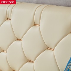 【精品】千匠一品现代轻奢进口仿真拉帕皮+进口松木实木内架+高密度回弹海绵+钛合金脚沙发-8085-G