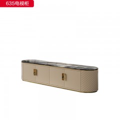 △【精品】千匠一品现代轻奢优质仿皮+密度板+大理石+不锈钢钛金1.8m2m2.2m电视柜-635-G