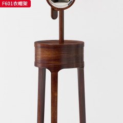 【精品】千匠一品轻奢新中式风格乌金木实木衣帽架造型优雅衣帽架带有玻璃镜实木衣帽架-F601-S