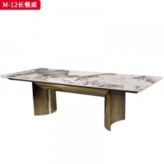 △【精品】千匠一品 意式轻奢天然奢石+五金2.2m长餐桌-M-12-G