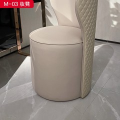 △【精品】千匠一品 意式轻奢仿真皮+黑檀+进口榉木框架妆凳-M-03-G