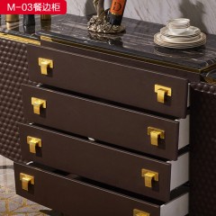 △【精品】千匠一品 意式轻奢仿真皮+榉木+多层实木板+五金+大理石1.8m餐边柜-M-03-G