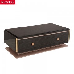 △【精品】千匠一品 意式轻奢榉木+多层实木板+不锈钢五金+钢琴高亮光烤漆1.4m茶几-M-05-G