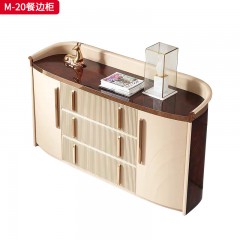 △【精品】千匠一品 意式轻奢榉木+多层实木板+不锈钢五金+树榴木皮1.7m餐边柜-M-20-G
