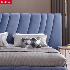 △【精品】千匠一品 意式轻奢磨砂布+高回弹海绵+榉木+不锈钢五金双人床-M-41-G