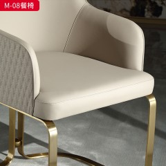 △千匠一品 意式风格 优质皮革+高密度海绵+五金镀金 M-08餐椅-F