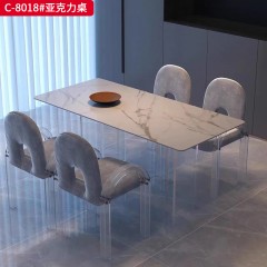 千匠一品 轻奢极简风格 亚克力+岩板简约网红亚克力桌C-8018#亚克力桌-X