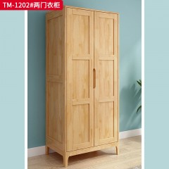 【特价产品】千匠一品 北欧风格 橡胶木+多层实木板 时尚大气衣柜TM-1202#两门衣柜-X