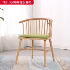 【特价产品】千匠一品 北欧风格 橡胶木实木+棉麻布+海绵 时尚大气围椅TM-58#绿布座板围椅-X