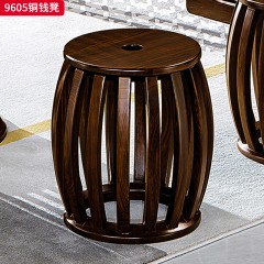 千匠一品 新中式风格 黑檀木实木 9605铜钱凳-X