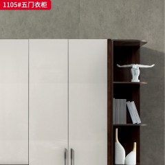 △千匠一品 意式极简风格 烟熏尤加利三胺板+高级灰亮光钢琴烤漆板 高档简约衣柜 1105五门衣柜-X