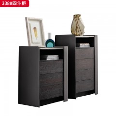 千匠一品 意式亮光岩板面+深灰马鞍皮包五金+欧洲进口烟熏白橡木皮 高档大气四斗柜 338四斗柜 339五斗柜-X