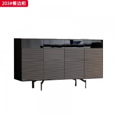 千匠一品 意式风格 意大利进口爵士白岩板+黑钛不锈钢脚+钢化玻璃 高档时尚餐边柜 203餐边柜-X