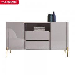 △【精品】千匠一品 意式轻奢风格 意大利进口深灰高亮光岩板台面+高级灰亮光钢琴烤漆板+镀金不锈钢脚 高档时尚餐边柜 254餐边柜-X