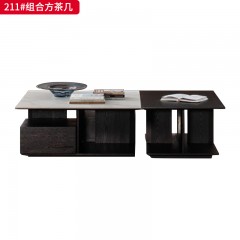 △千匠一品 意式风格 意大利进口爵士白岩板+欧洲进口烟熏白橡木皮 高档大气茶几 211组合方茶几 212组合长茶几-X