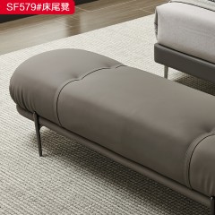 千匠一品 意式风格 超纤皮+黑钛五金脚 高档大气床尾凳 SF579#床尾凳-X