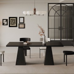 千匠一品 中古风格 烟熏木皮 时尚大气餐桌781-L