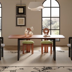 千匠一品 中古风格 烟熏木皮+樱桃木皮 时尚大气餐桌782-L