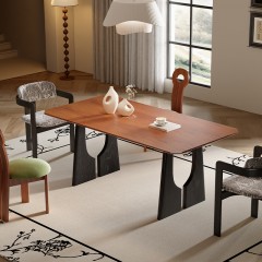 千匠一品 中古风格 烟熏木皮+樱桃木皮 时尚大气餐桌782-L