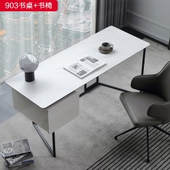 △千匠一品 现代风格 全松木板+岩板+优质纳帕皮+高密度海绵 时尚大气书桌+椅子 903-X